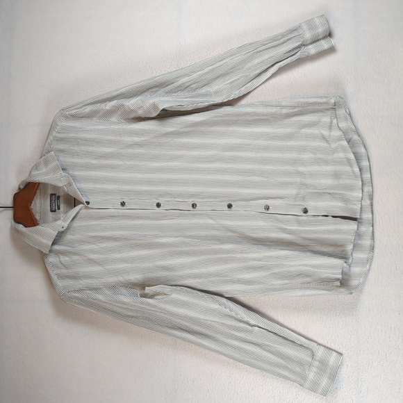 Kenneth Cole‎ Reaction Grey Striped Slim Fit Men's Dress Shirt - Picture 1 of 8
